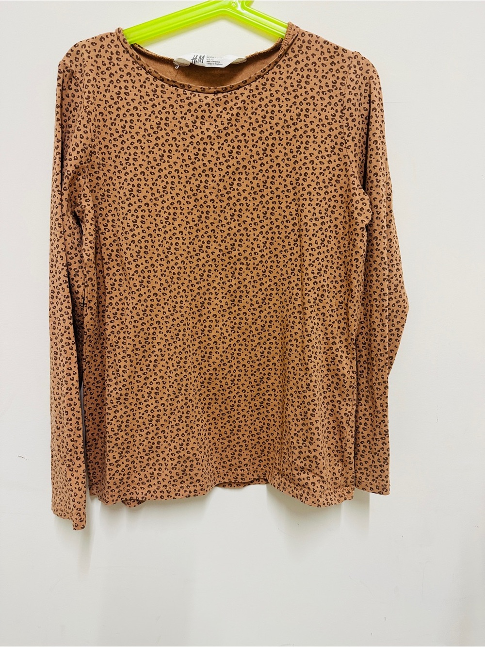 H&M Tan Leopard-Print Long Sleeve Top